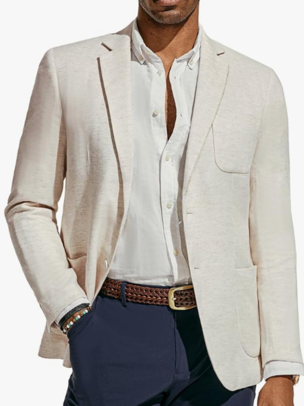 PJ PAUL JONES Men's Blazer Jacket Cotton Linen Sports Regular Fit Size S New